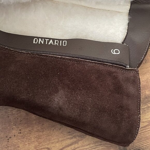 Vintage 1970s Womens Brown Suede Calf Boot Sz 9 Sherpa Fleece Lined Boho Hippie - Picture 7 of 7